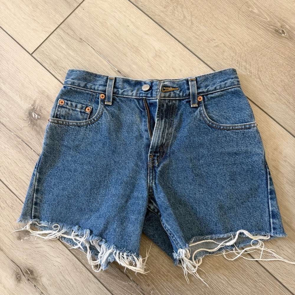 Vintage High-Rise Blue Denim Cutoff Shorts